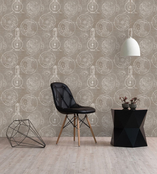 Horlogerie Taupe Wallpaper