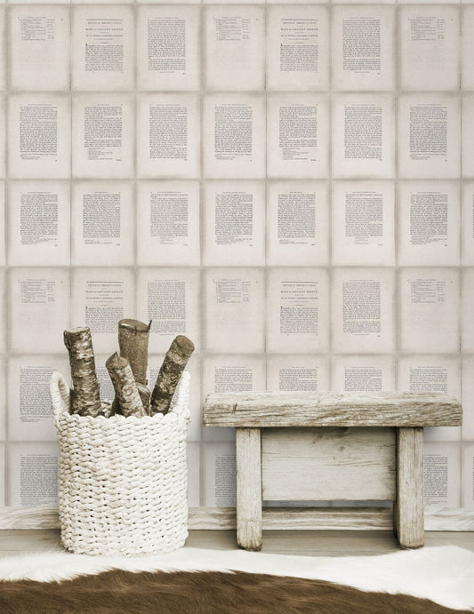 Inside Book Taupe Wallpaper