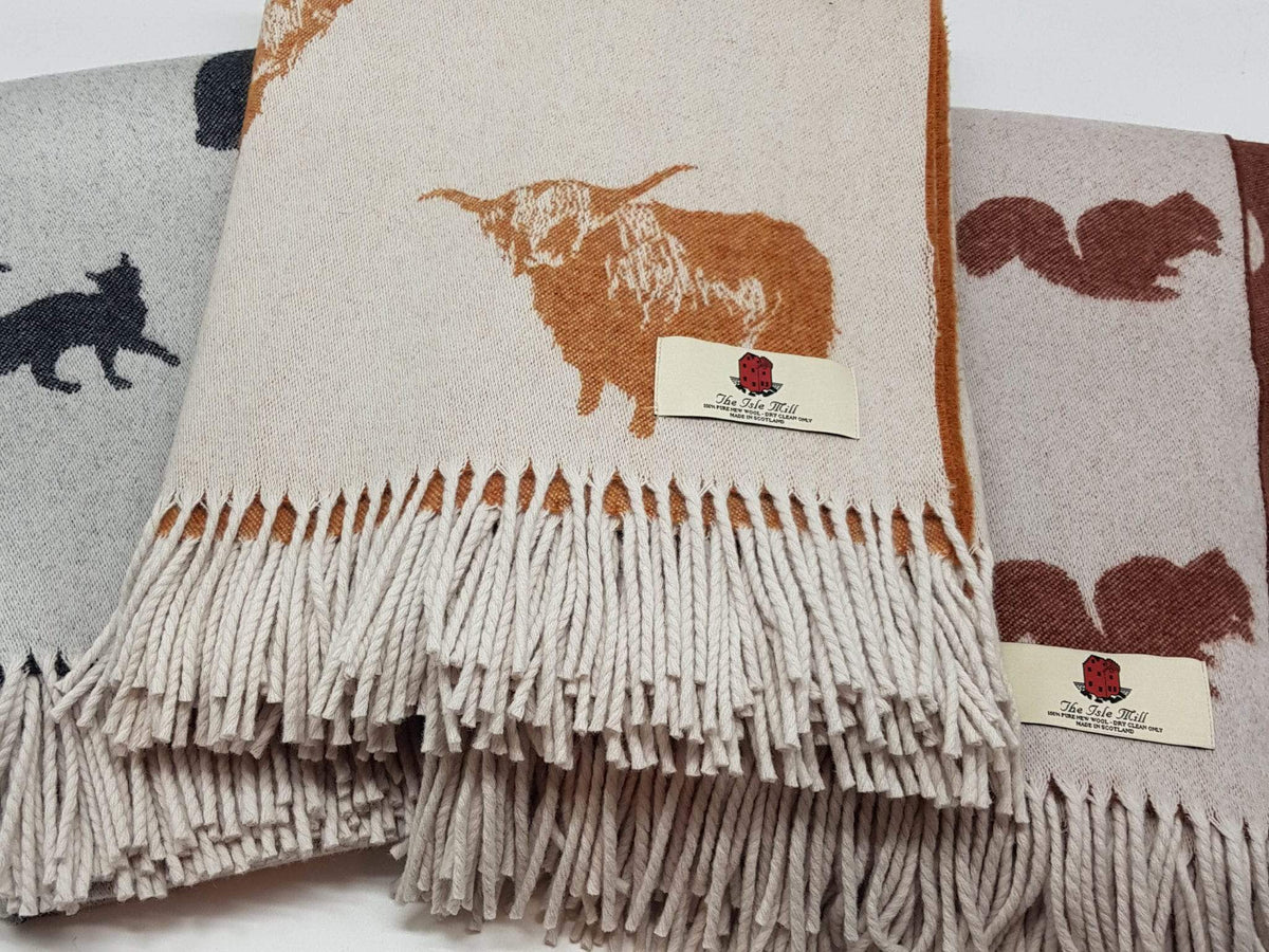 Jacquard Hare Throw Fawn-Isle Mill-Contract Furniture Store