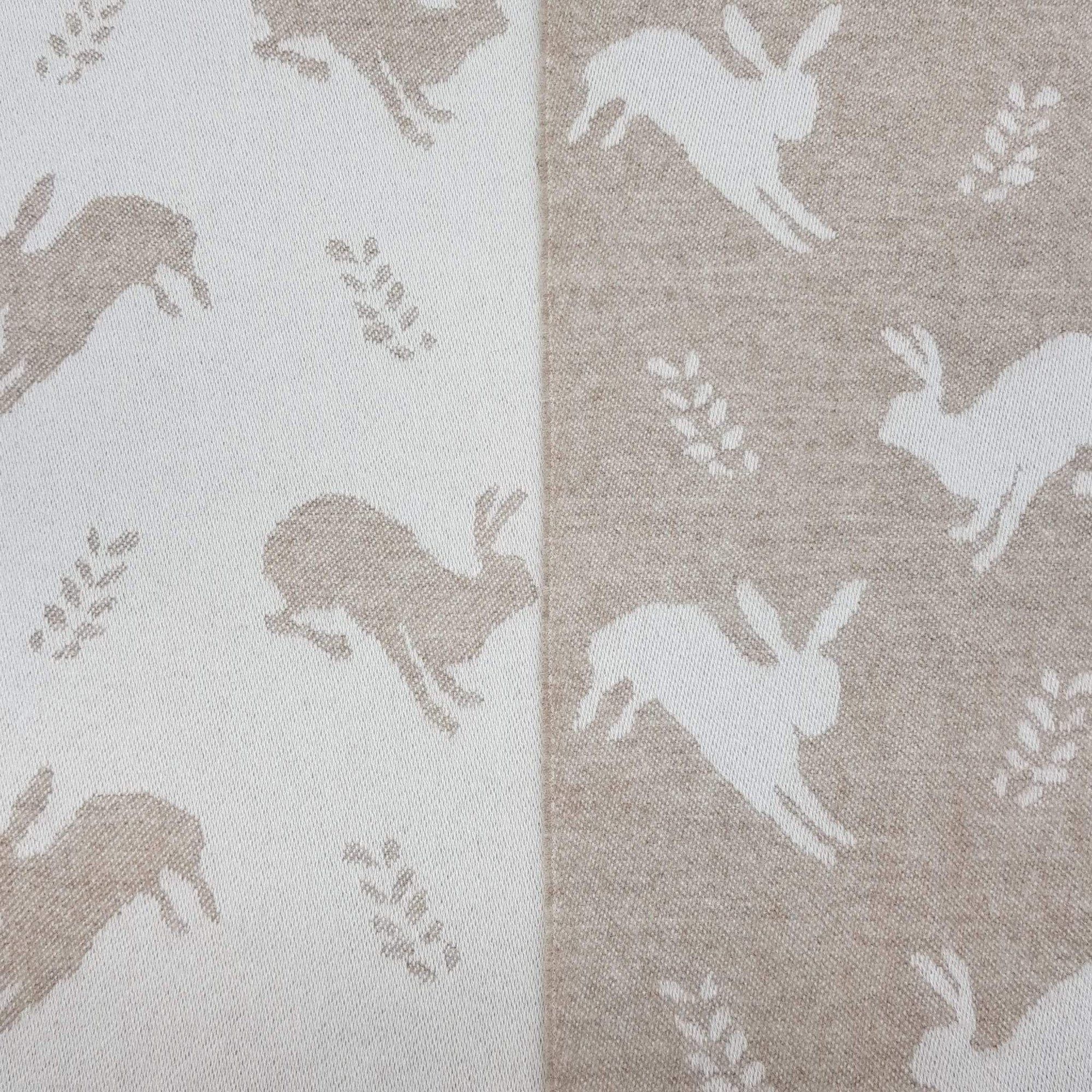 Jacquard Hare Throw Fawn-Isle Mill-Contract Furniture Store