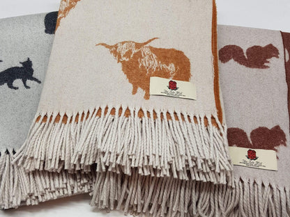 Jacquard Stag Throw Grey