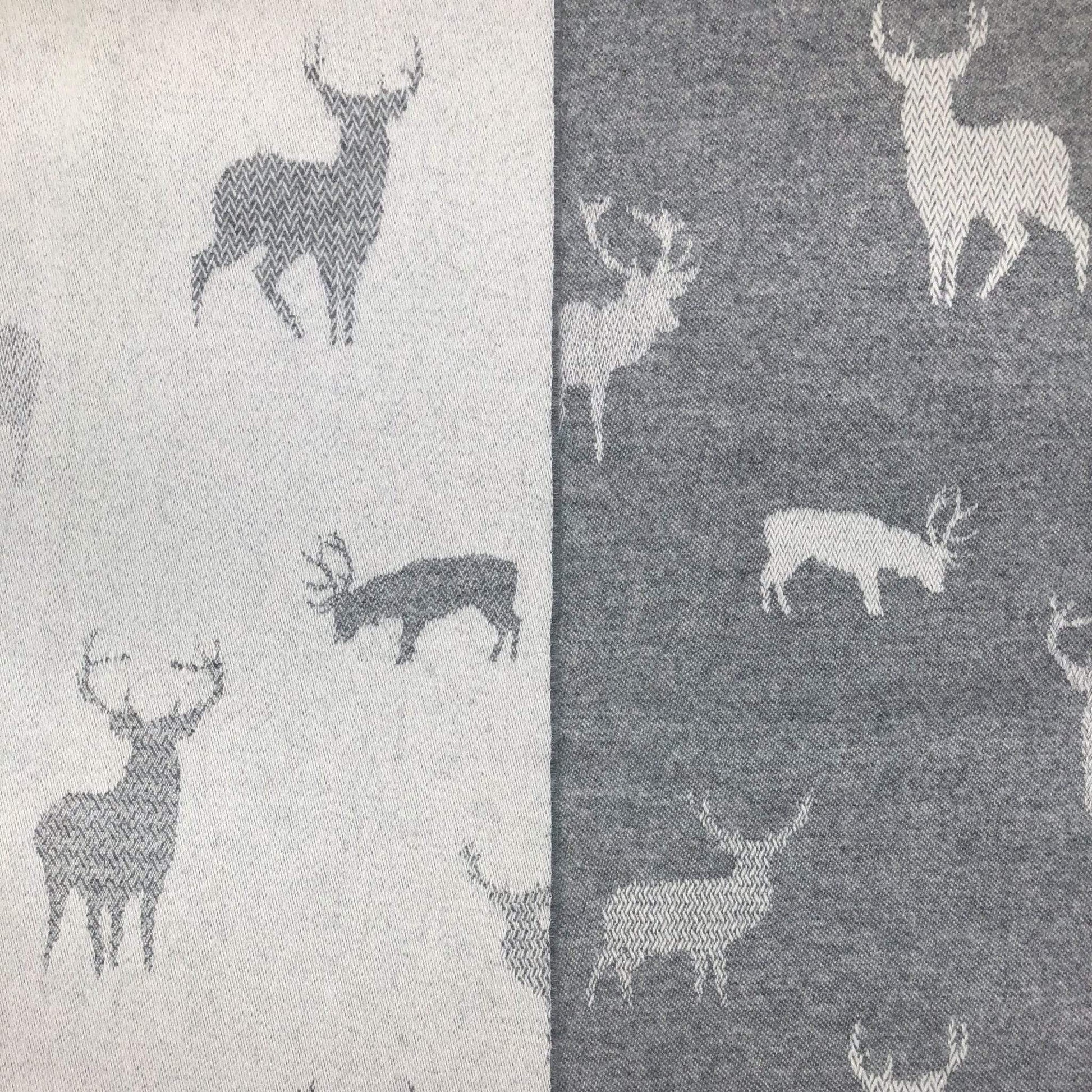 Jacquard Stag Throw Grey
