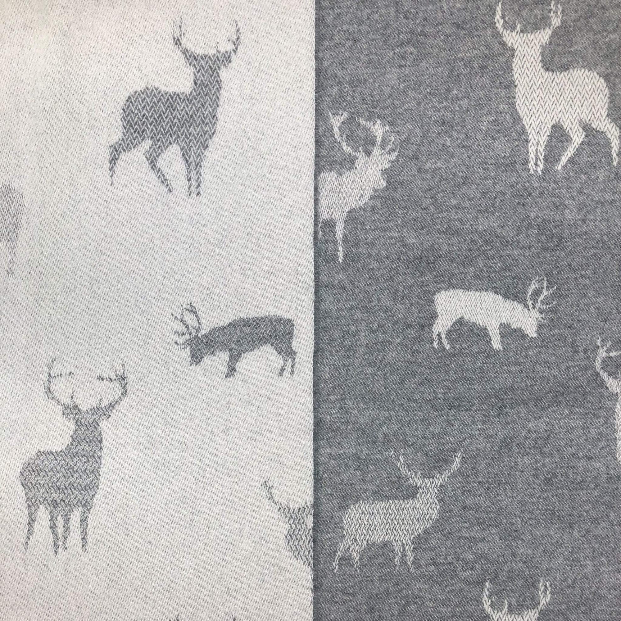 Jacquard Stag Throw Grey-Isle Mill-Contract Furniture Store