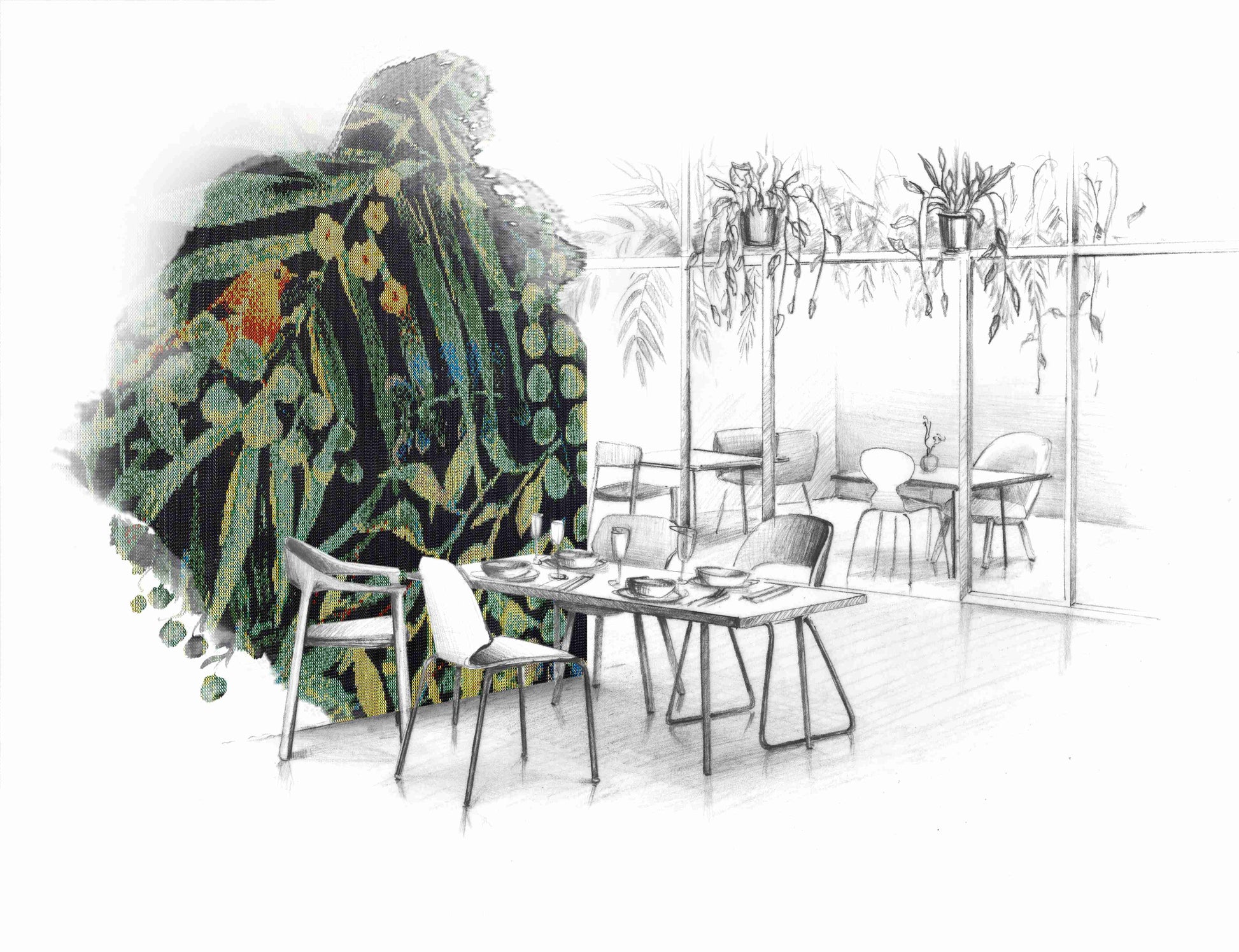 Jungle Birds Chain Curtain Divider-Contract Furniture Store for hospitality, leisure & commercial projects