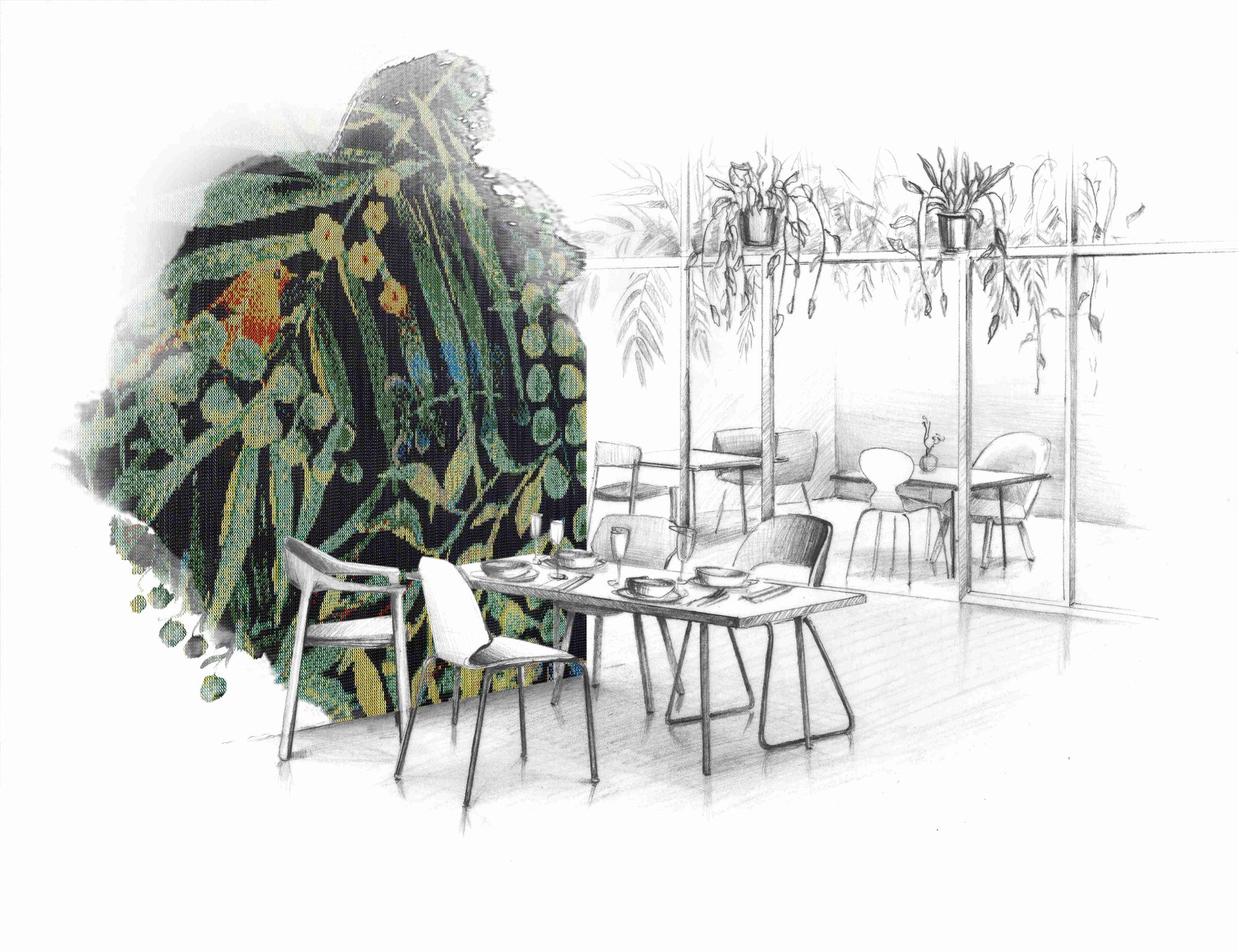 Jungle Birds Chain Curtain Divider-Kriskadecor-Contract Furniture Store