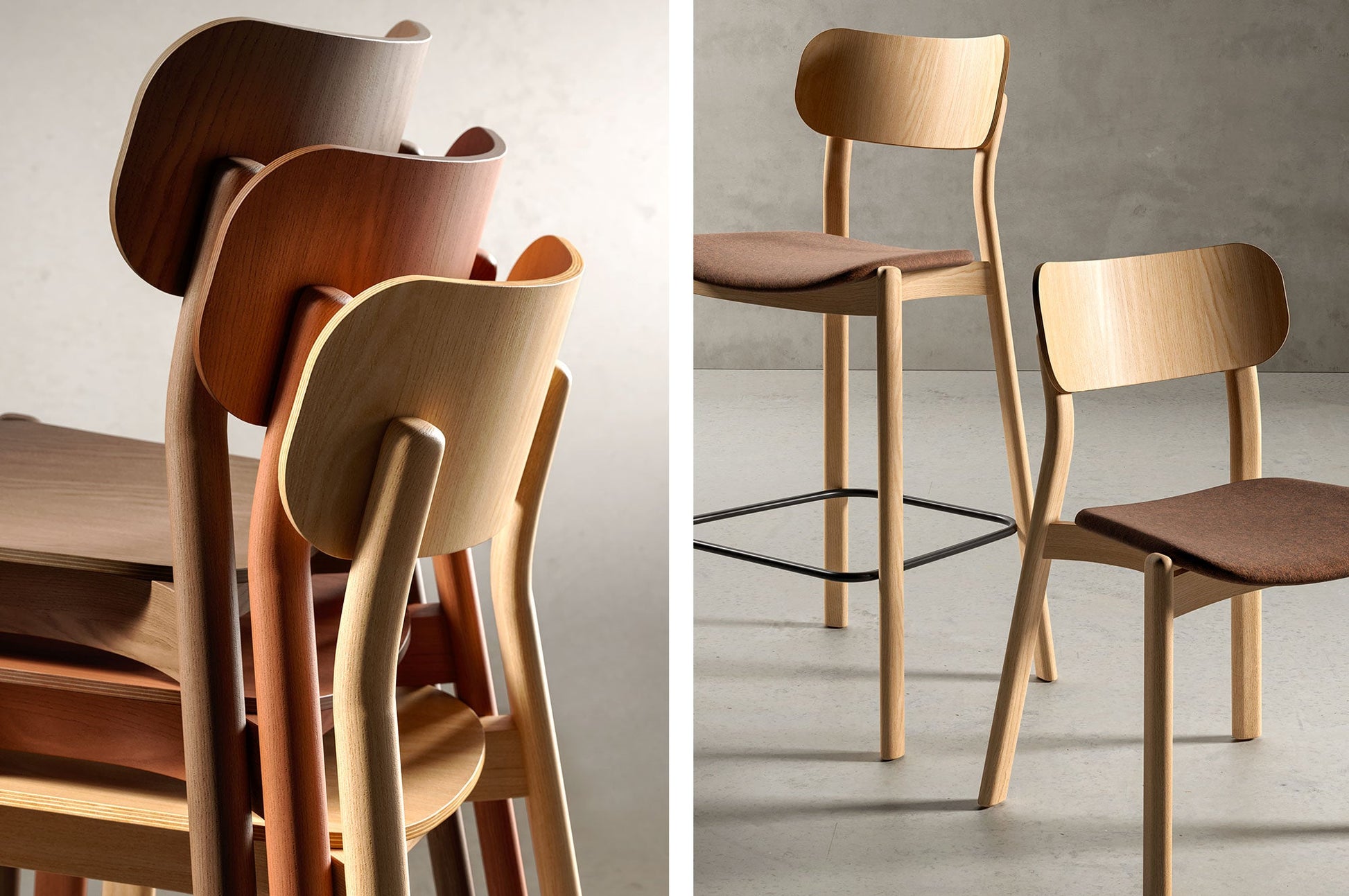 Kiyumi Wood High Stool-Contract Furniture Store for hospitality, leisure & commercial projects