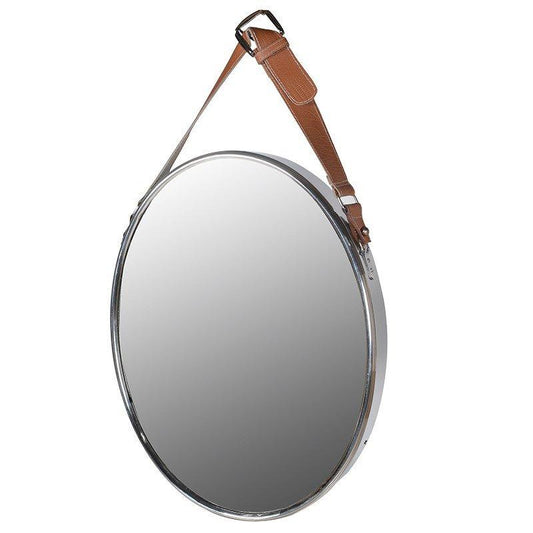 Leather Strap Oval Mirror
