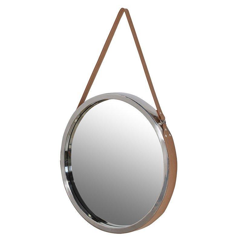 Leather Strap Round Mirror