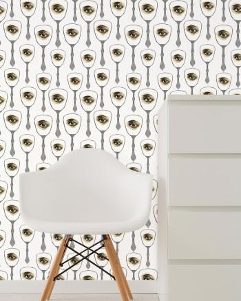 Mirror's Eye Neutral Wallpaper-Contract Furniture Store for hospitality, leisure & commercial projects
