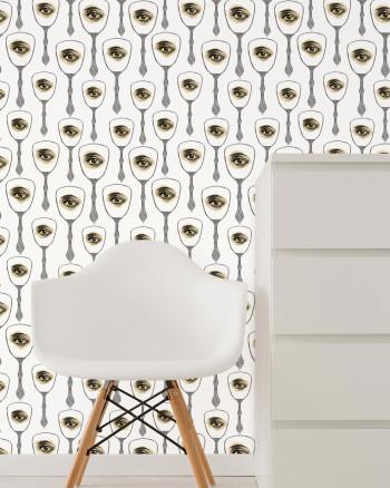 Mirror's Eye Neutral Wallpaper-Mind The Gap-Contract Furniture Store