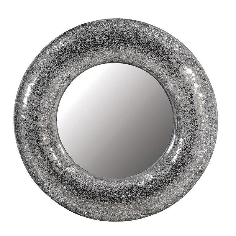 Mosaic Silver Round Mirror
