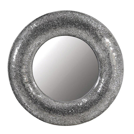 Mosaic Silver Round Mirror