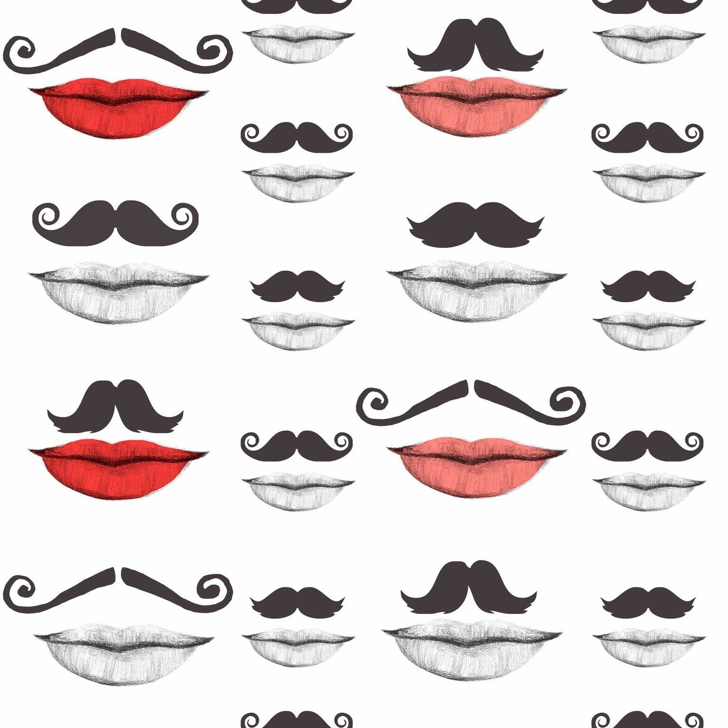 Moustache & Lips Wallpaper