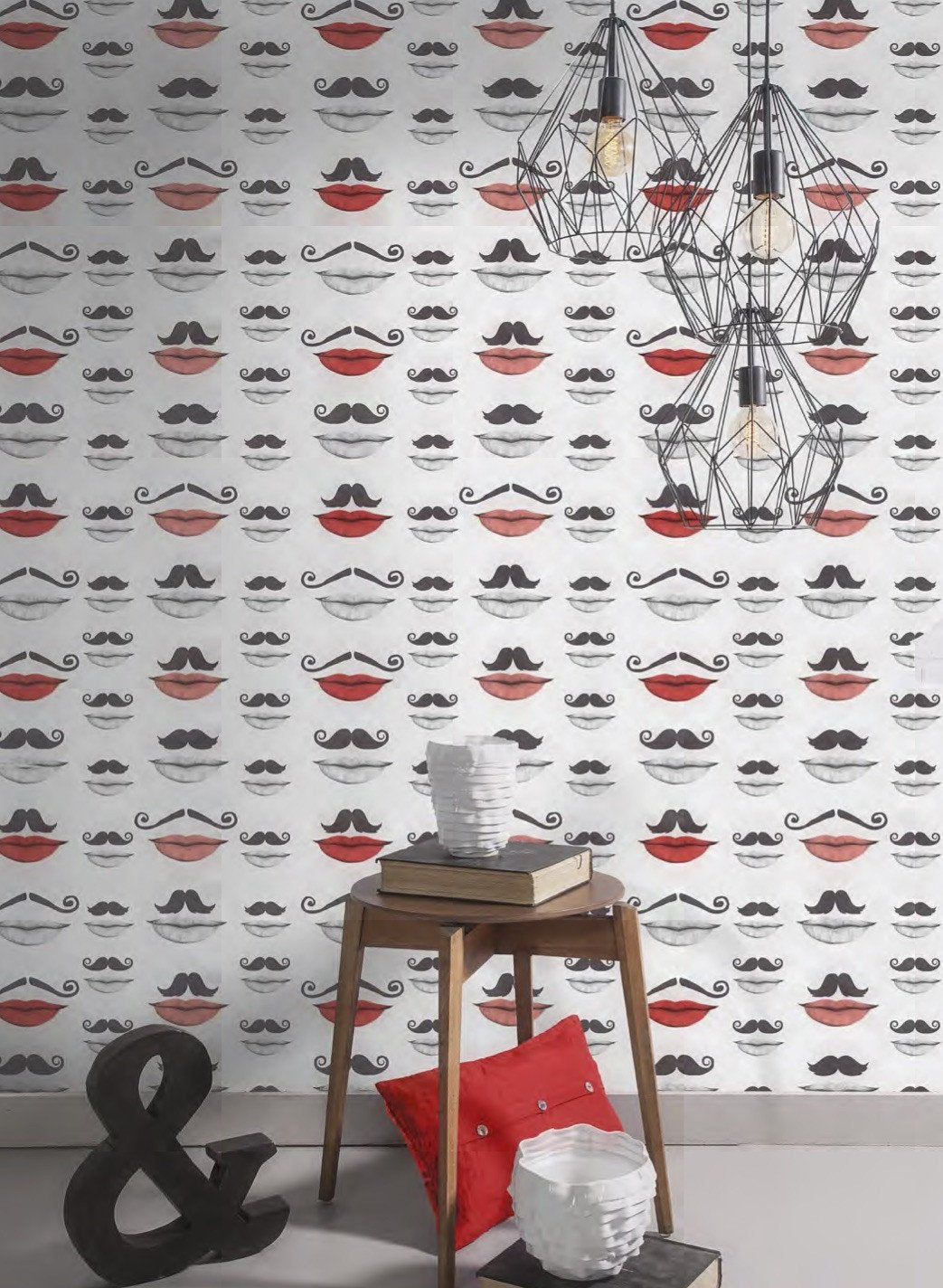 Moustache & Lips Wallpaper-Mind The Gap-Contract Furniture Store