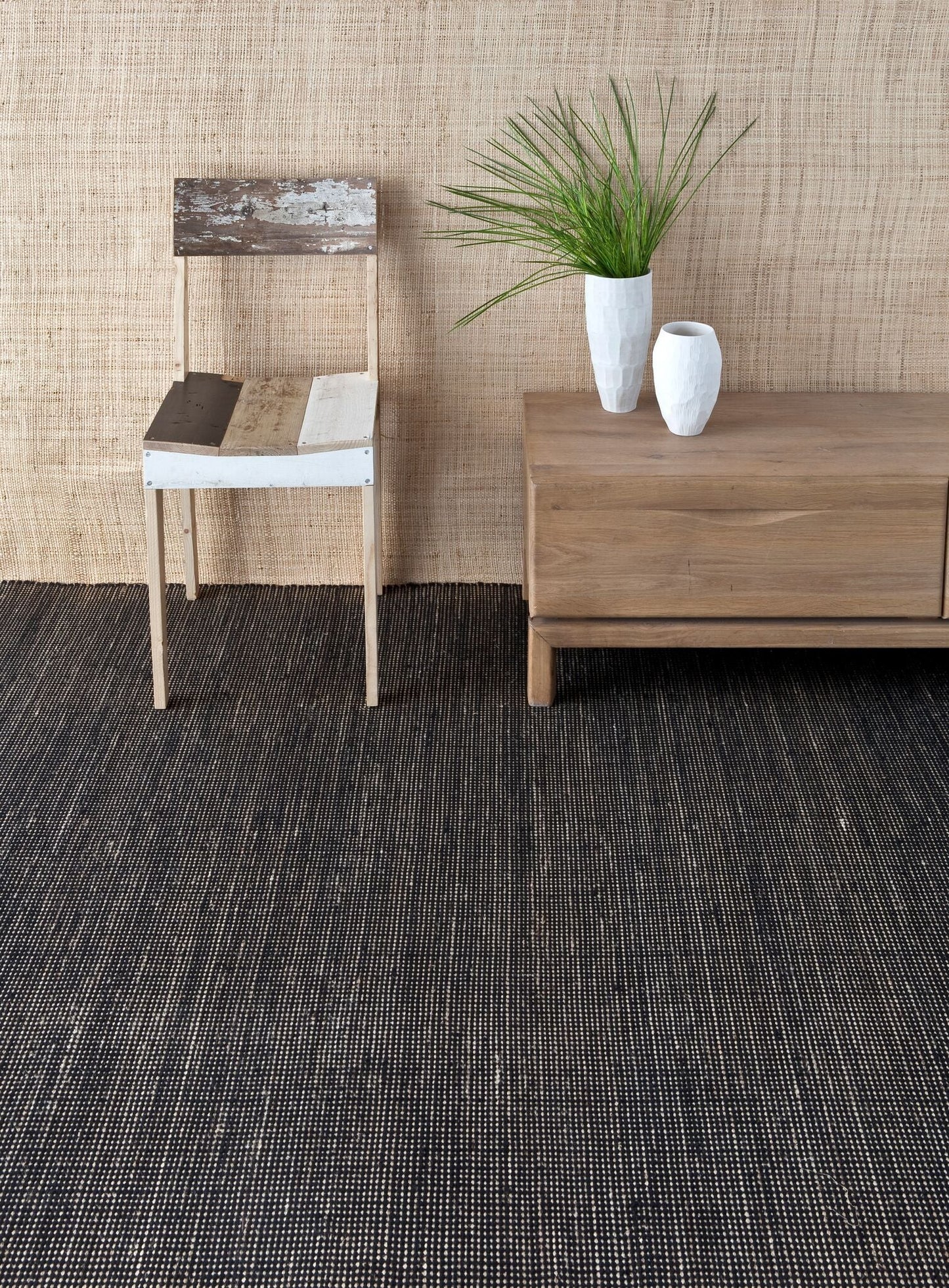 Natural Tatami Black Rug