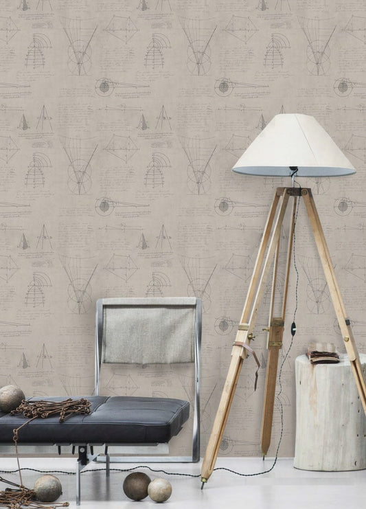 Newton Geometry Taupe Wallpaper