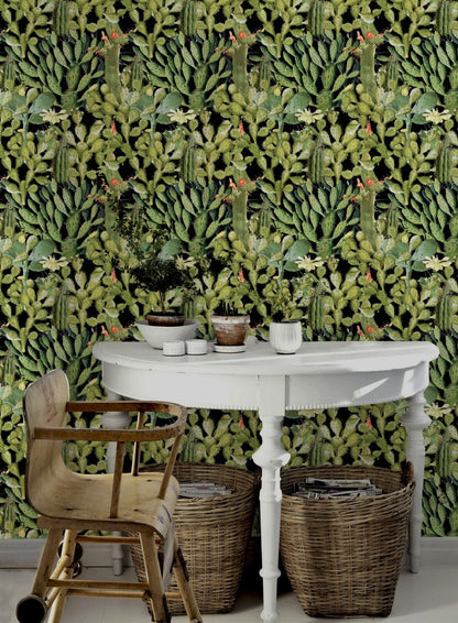 Opuntia Anthracite Wallpaper-Contract Furniture Store for hospitality, leisure & commercial projects