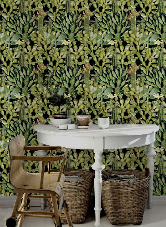 Opuntia Anthracite Wallpaper-Contract Furniture Store for hospitality, leisure & commercial projects