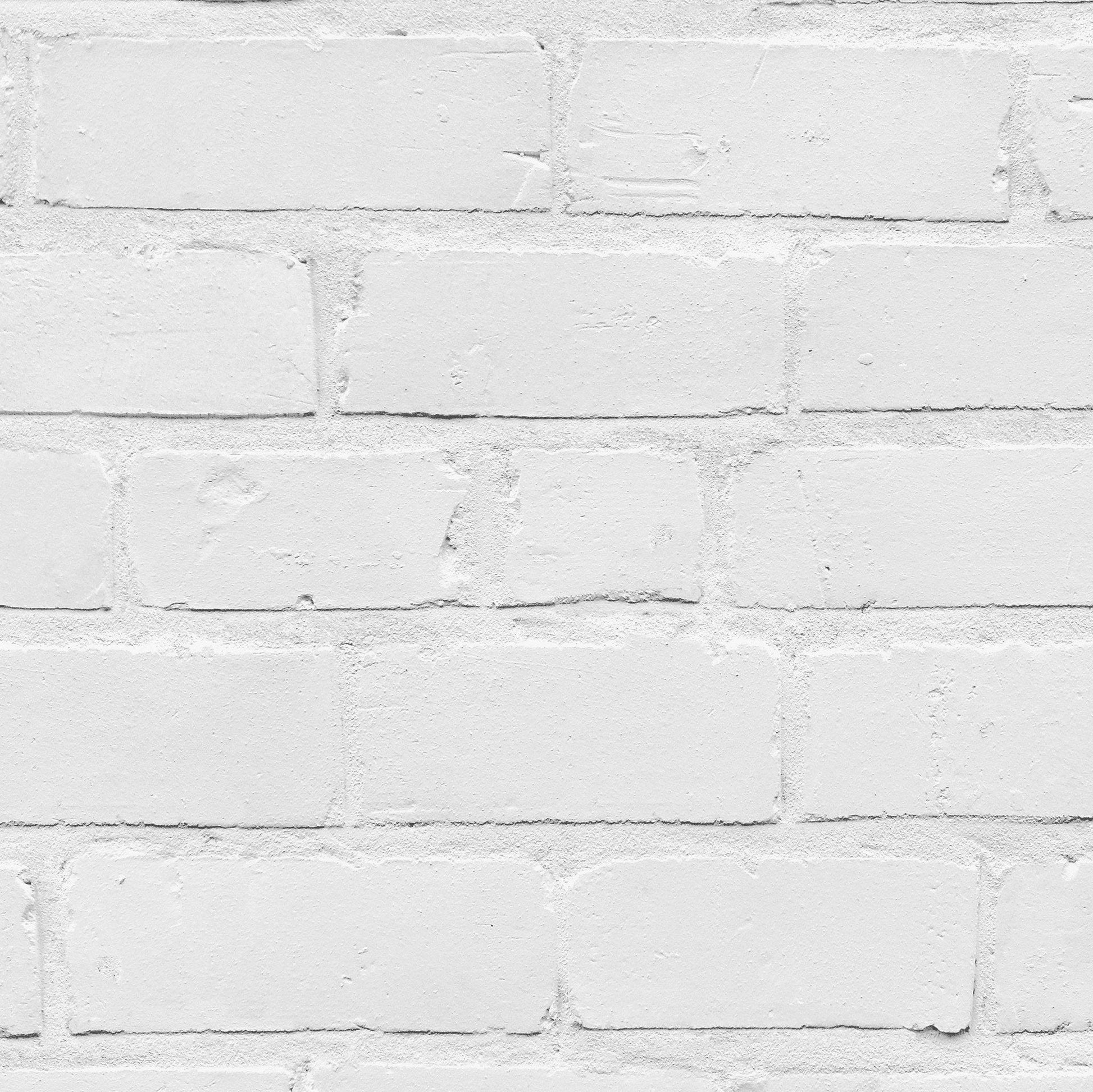 Painted White Brick Effect Wallpaper