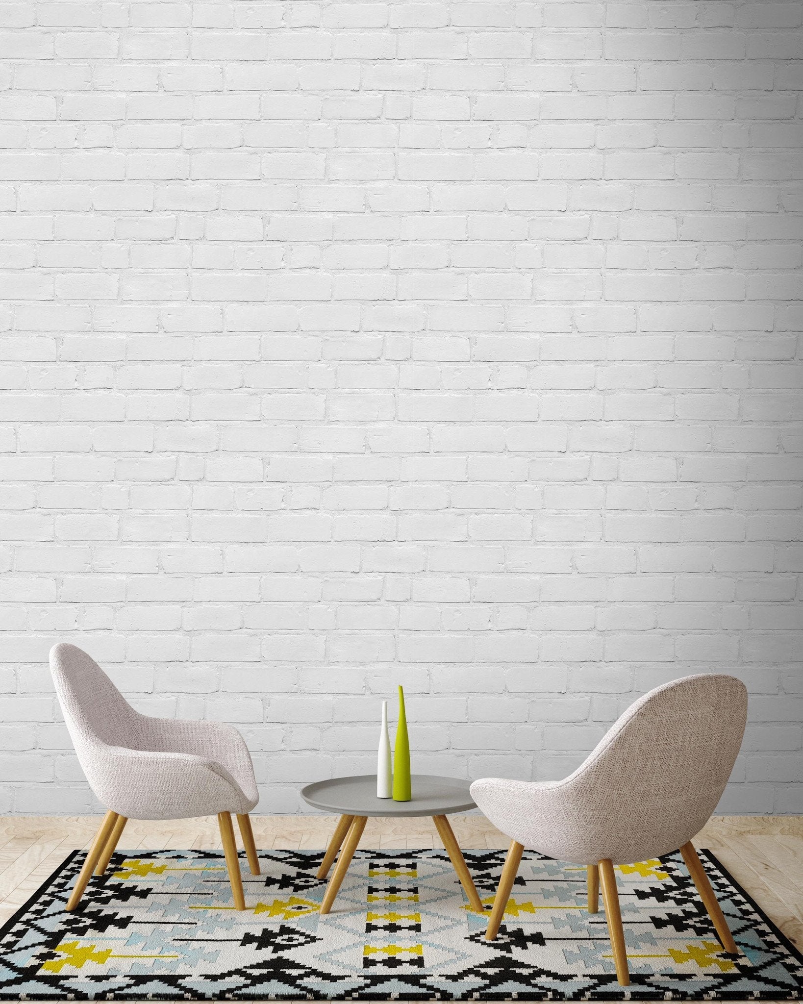 Painted White Brick Effect Wallpaper