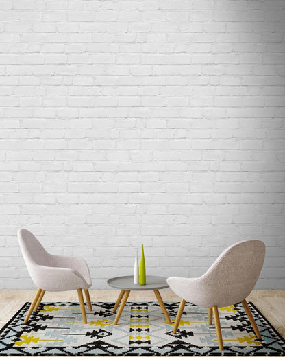 Painted White Brick Effect Wallpaper