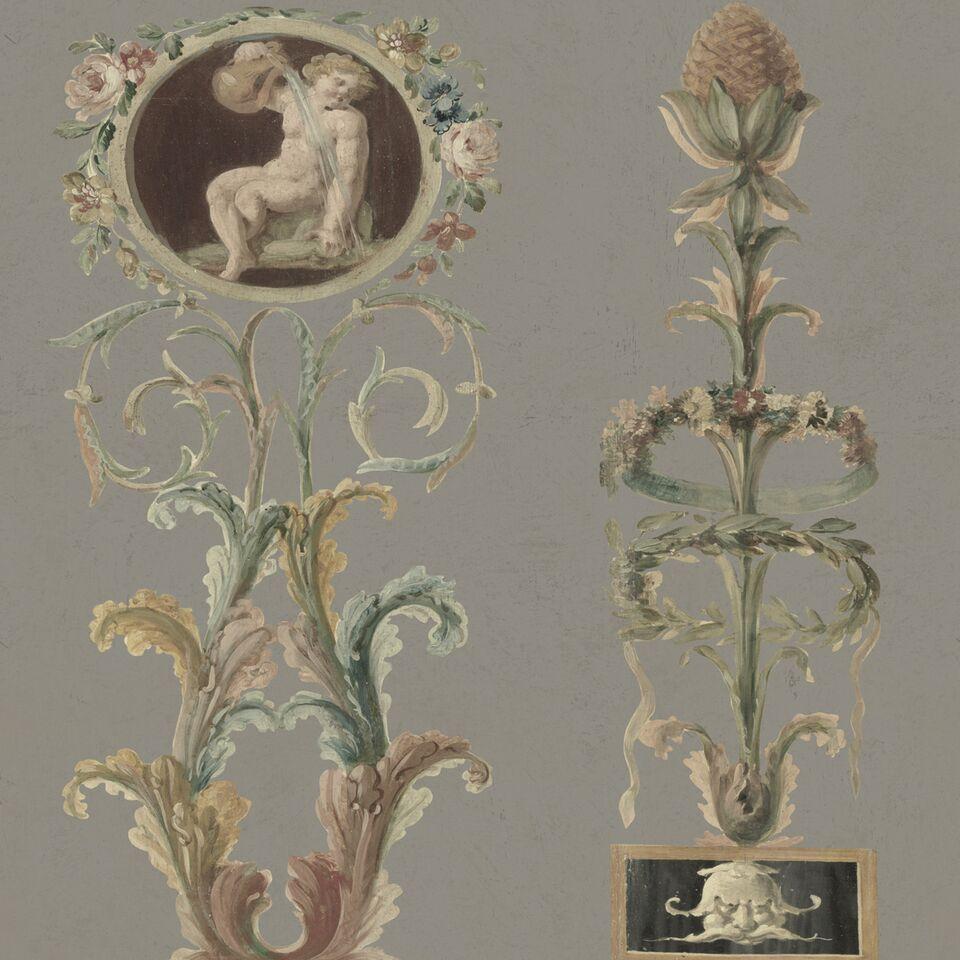 Pilasters Grey Wallpaper