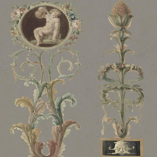 Pilasters Grey Wallpaper