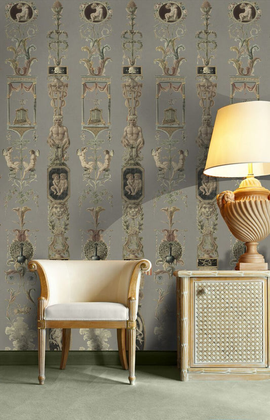 Pilasters Grey Wallpaper