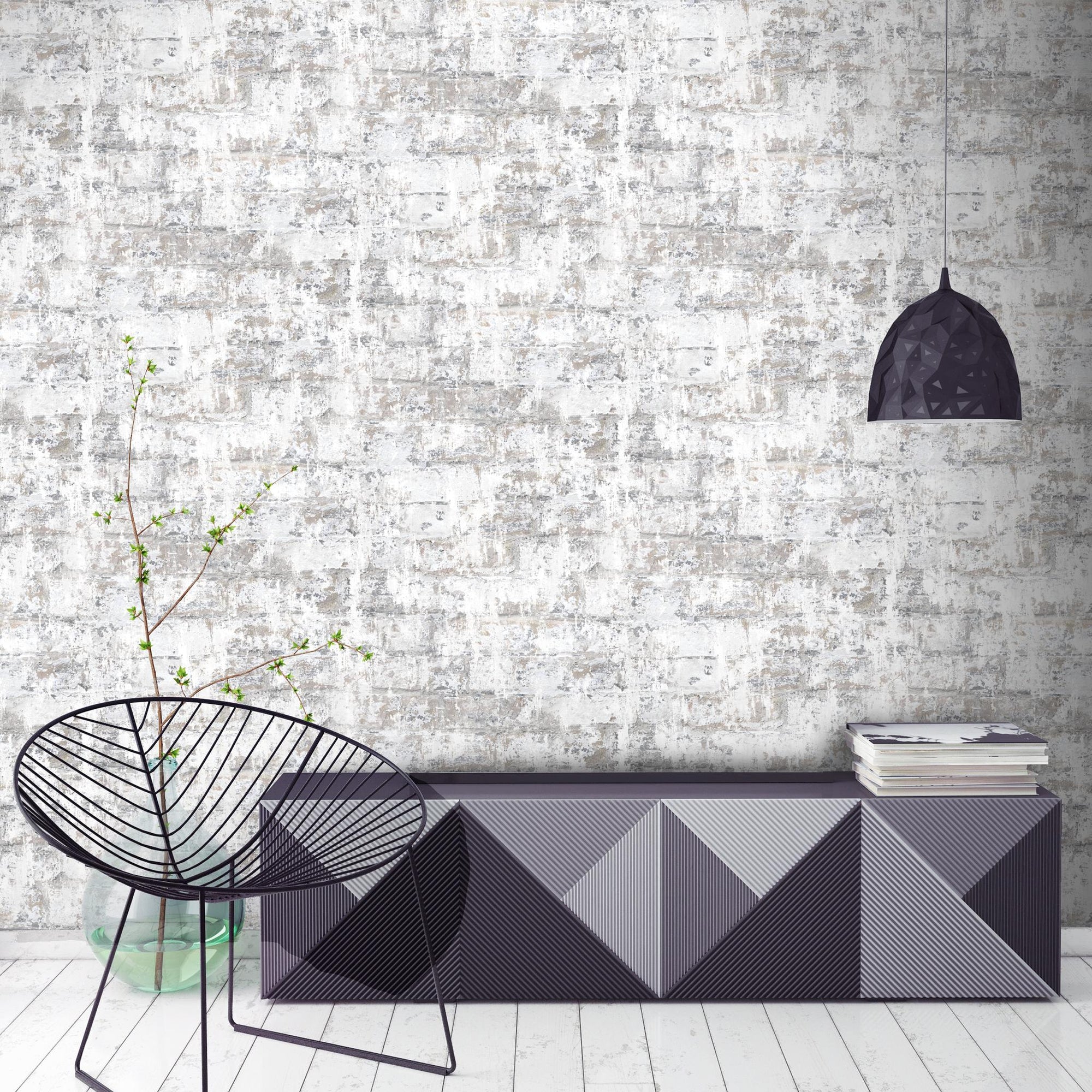 Plaster Brick Effect Wallpaper-Woodchip & Magnolia-Contract Furniture Store