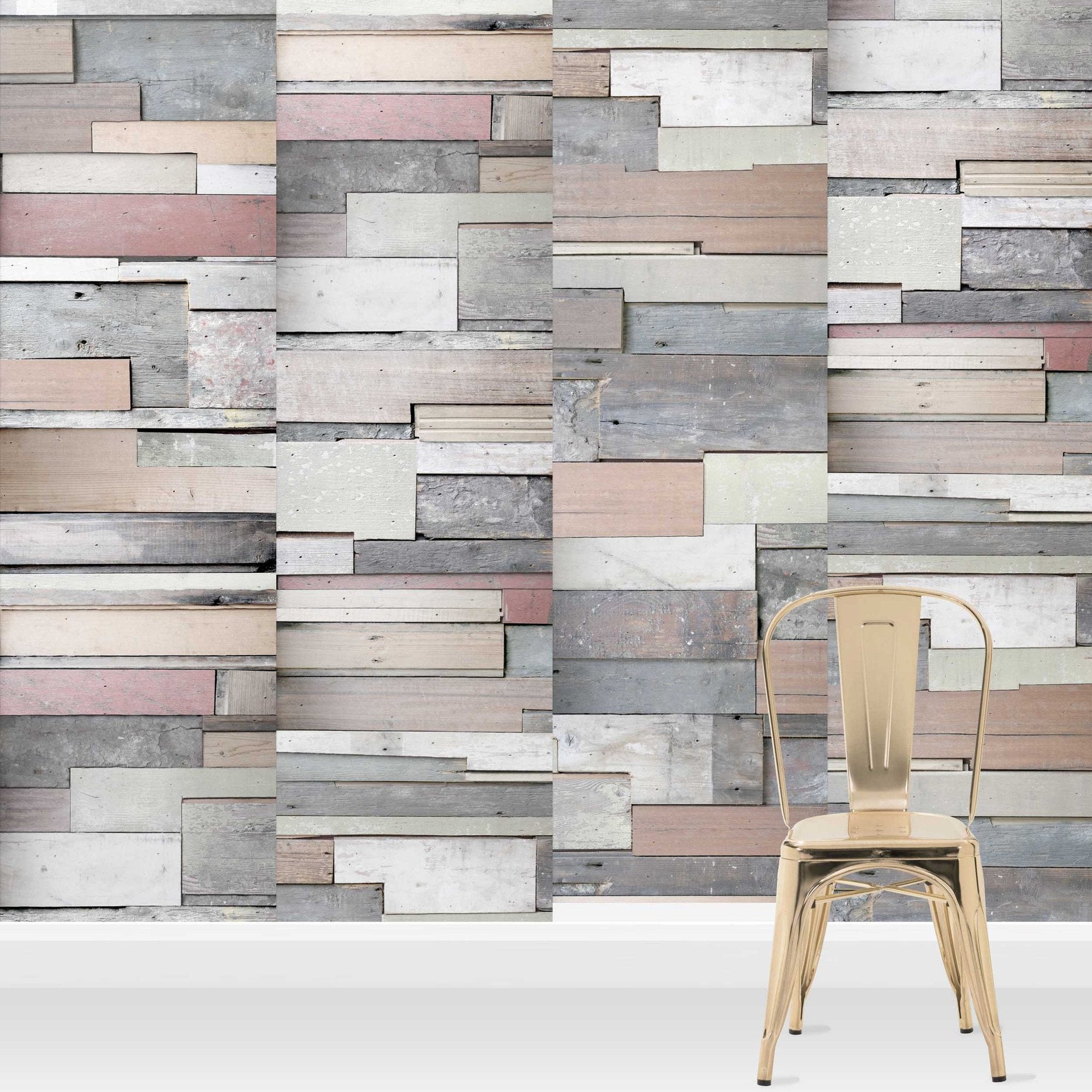 Reclaimed Wood Panel Effect Wallpaper-Woodchip & Magnolia-Contract Furniture Store