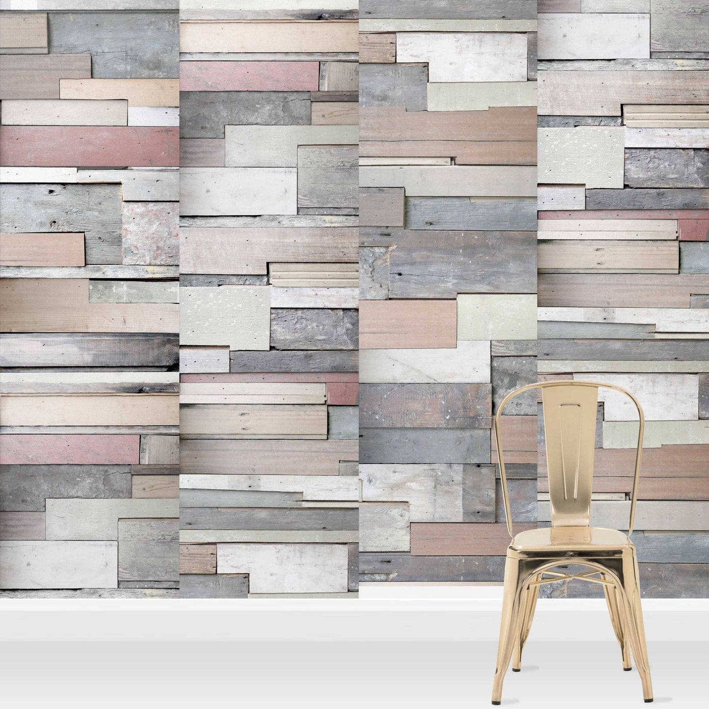 Reclaimed Wood Panel Effect Wallpaper