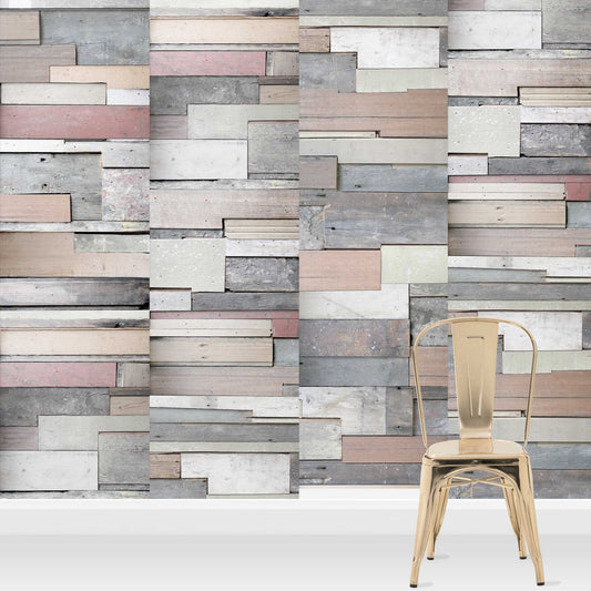 Reclaimed Wood Panel Effect Wallpaper