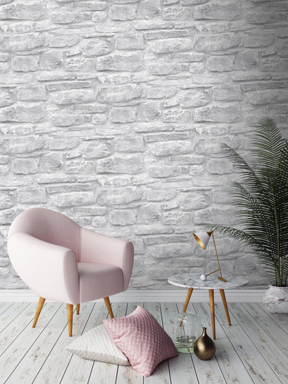 Rural Rustic Stone Effect Wallpaper
