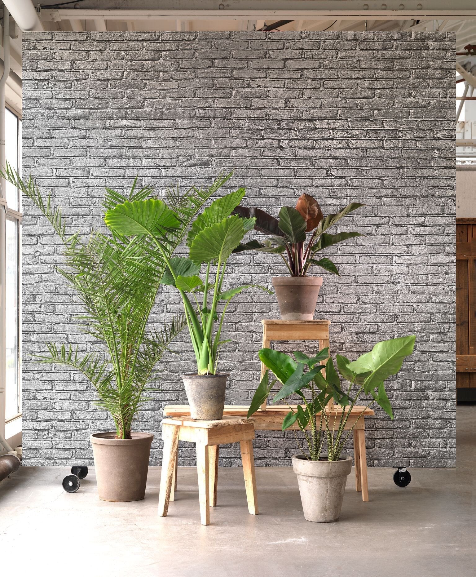 Silver Brick Wallpaper-NLXL-Contract Furniture Store