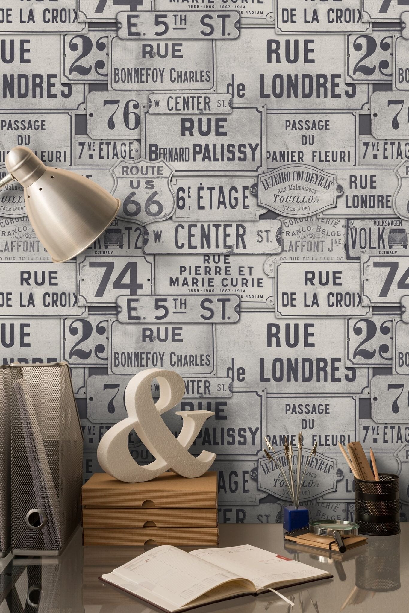 Street Signs Neutral Wallpaper