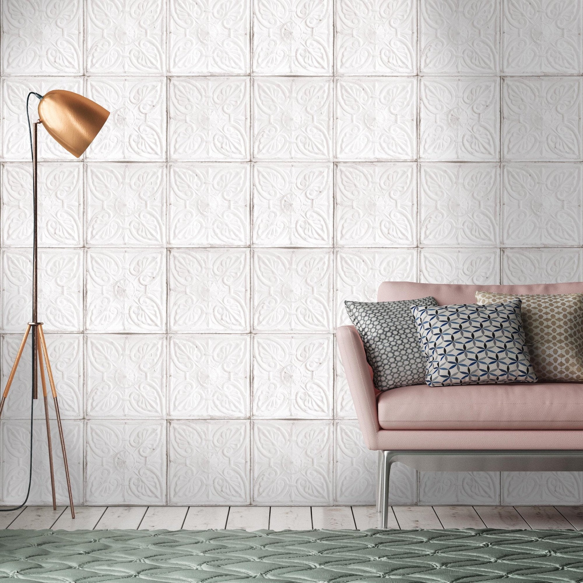 Tin Tiles Wallpaper-Woodchip & Magnolia-Contract Furniture Store