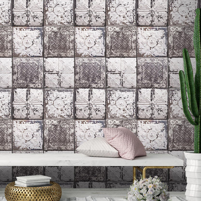 Tin Tiles Wallpaper Feature Wall