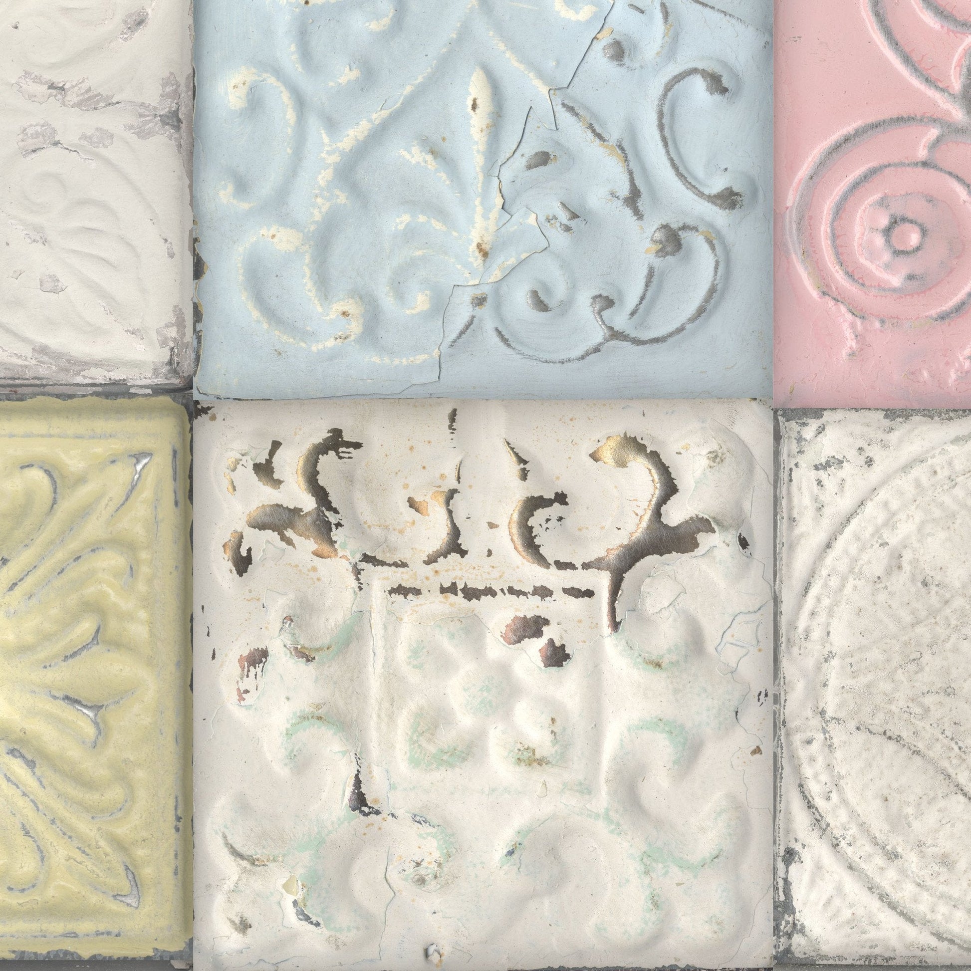 Tin Tiles Wallpaper Pastel Feature