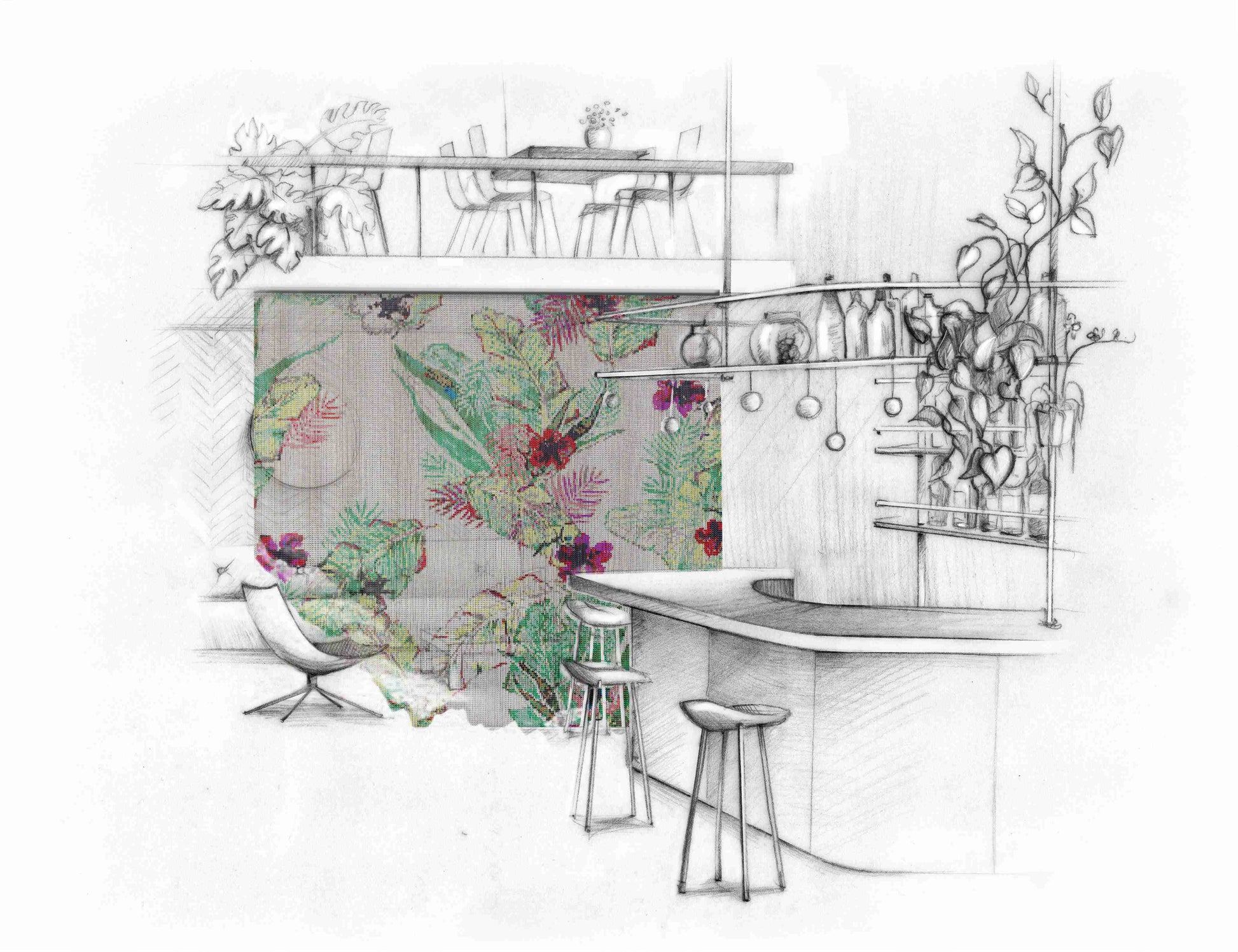 Tropical Bouquet Chain Curtain Divider