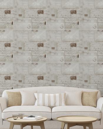 Vintage Letters Neutral Wallpaper
