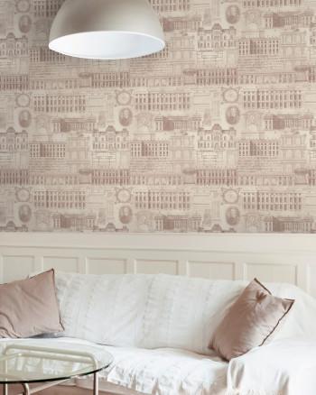 Vitruvius Taupe Wallpaper
