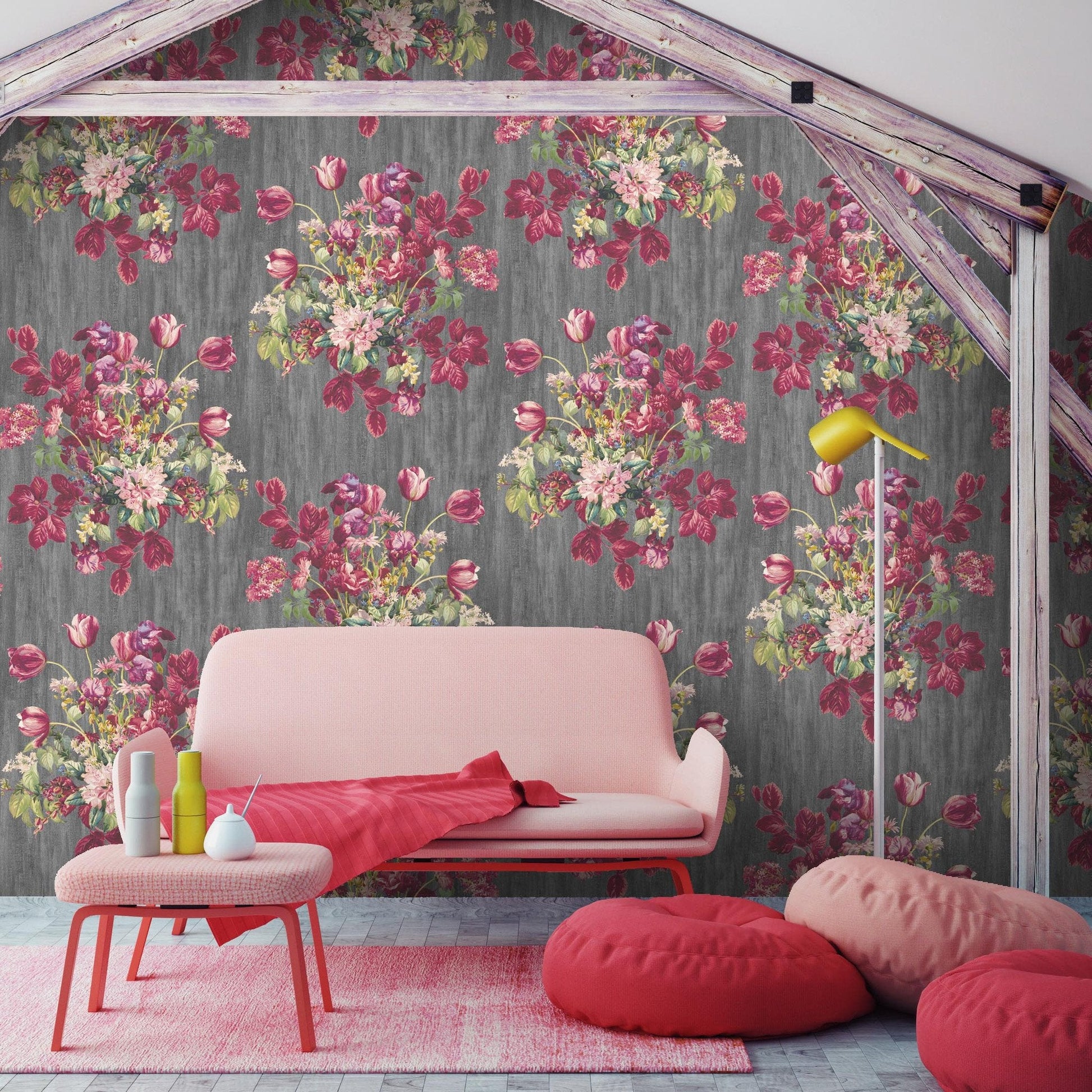 Watercolour Floral Feature Wallpaper-Contract Furniture Store for hospitality, leisure & commercial projects