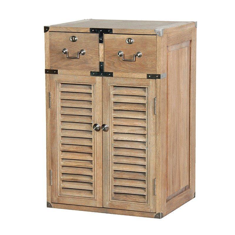 Weathered Louvred Bedside Cabinet