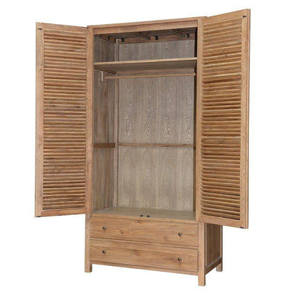 Weathered Louvred Double Wardrobe