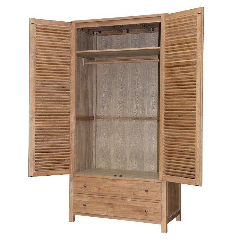 Weathered Louvred Double Wardrobe-Coach House-Contract Furniture Store