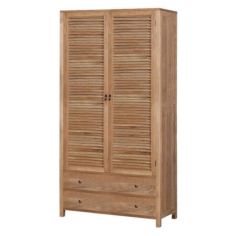 Weathered Louvred Double Wardrobe