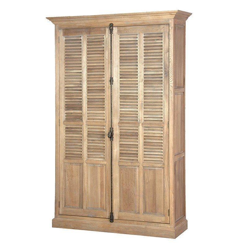 Weathered Louvred Large Wardrobe-Coach House-Contract Furniture Store