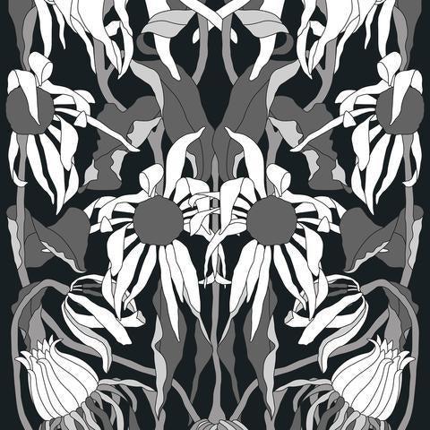 Withered Flowers Black Wallpaper
