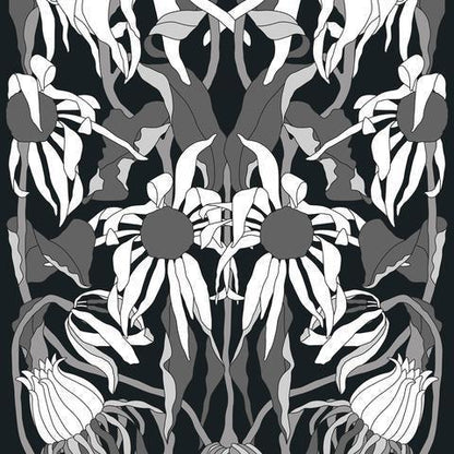 Withered Flowers Black Wallpaper