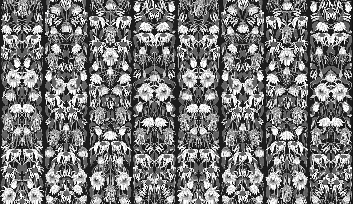 Withered Flowers Black Wallpaper-NLXL-Contract Furniture Store